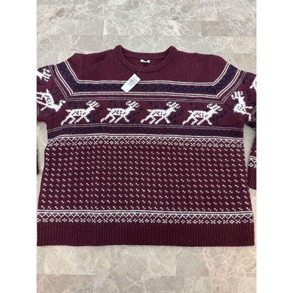 WomenS LL bean Classic Ragg Wool Crewneck Intarsia Sweater Deer Fair Isle 3XL - Picture 1 of 8